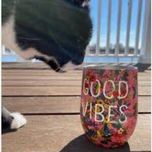 Two Vibrant Pink Floral Tumblers - Good Vibes Sell price for the pair:)